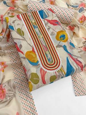 floral printed cotton unstitched dress material 2