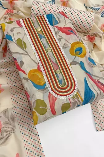 floral printed cotton unstitched dress material