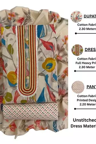 floral printed cotton unstitched dress material
