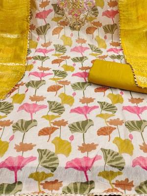 mustard soft silk sequence embroidery work unstitched dress material 4