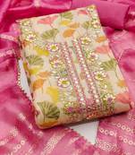 pink soft silk sequence embroidery work unstitched dress material