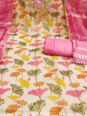 pink soft silk sequence embroidery work unstitched dress material 4