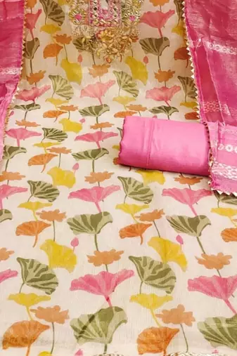 pink soft silk sequence embroidery work unstitched dress material