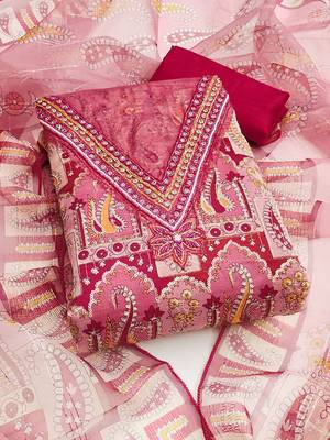 embroidered organza unstitched dress material 1