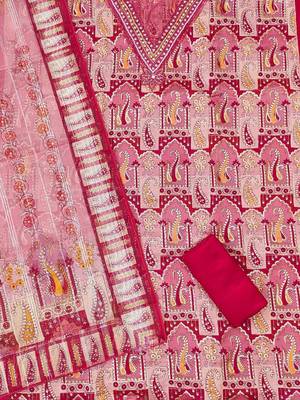 embroidered organza unstitched dress material 2
