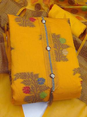 floral woven design zari unstitched dress material 2