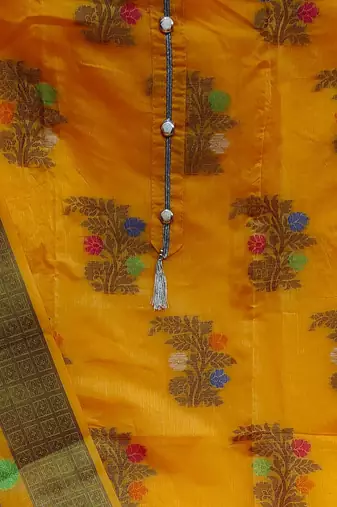floral woven design zari unstitched dress material