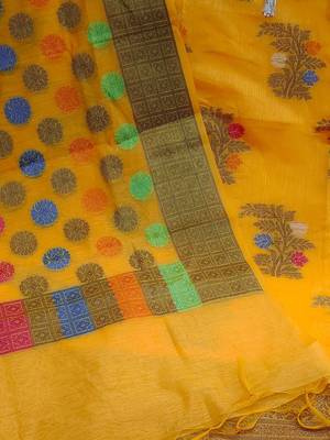 floral woven design zari unstitched dress material 5