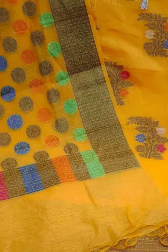 floral woven design zari unstitched dress material
