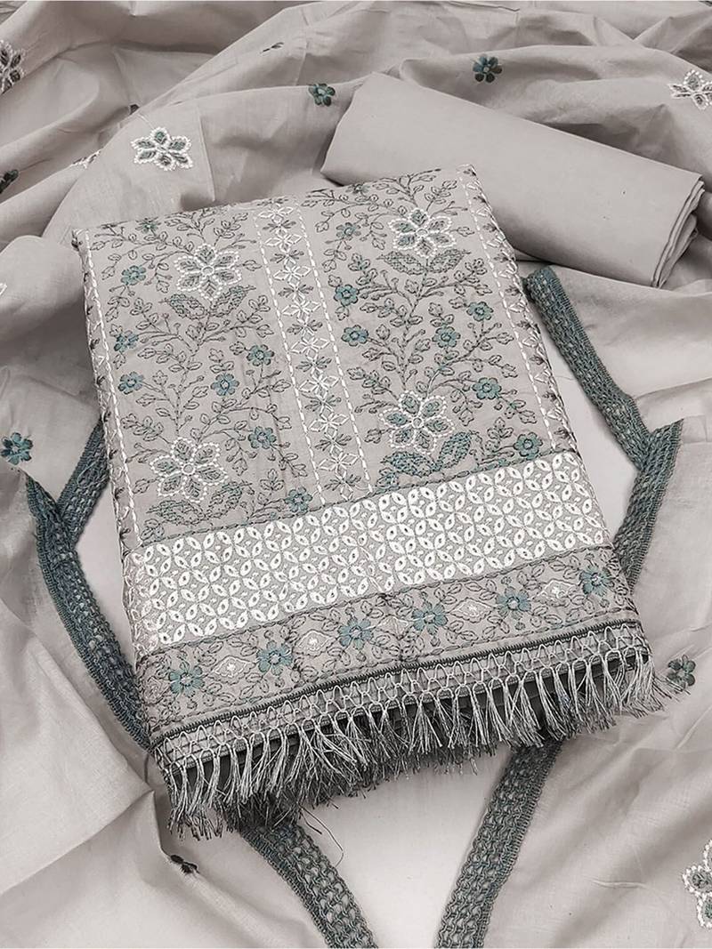embroidered cotton unstitched dress material