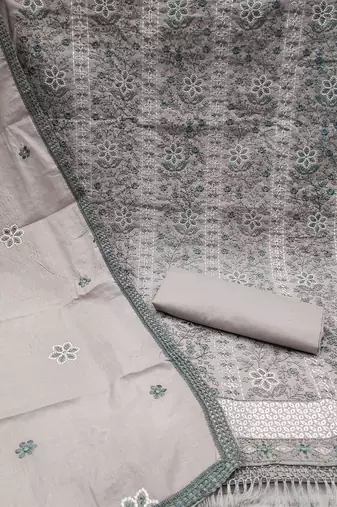 embroidered cotton unstitched dress material