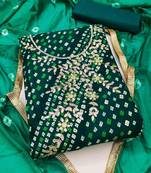 geometric printed embroidered zari unstitched dress material