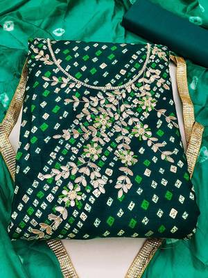 geometric printed embroidered zari unstitched dress material 2