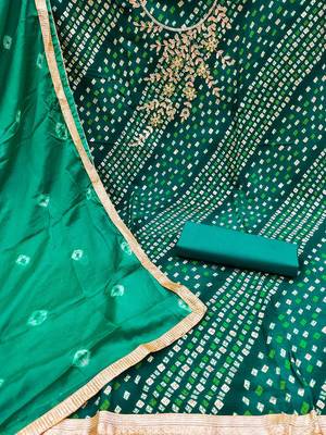 geometric printed embroidered zari unstitched dress material 3