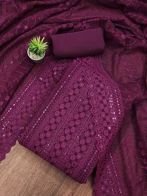 embroidered sequinned unstitched dress material 1