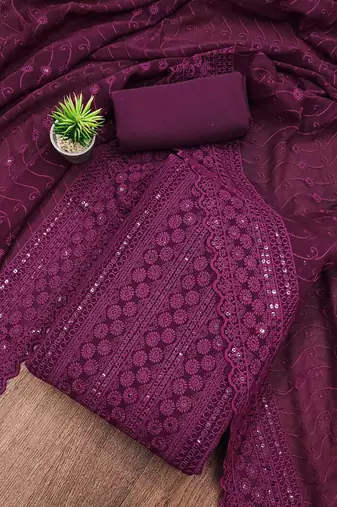 embroidered sequinned unstitched dress material