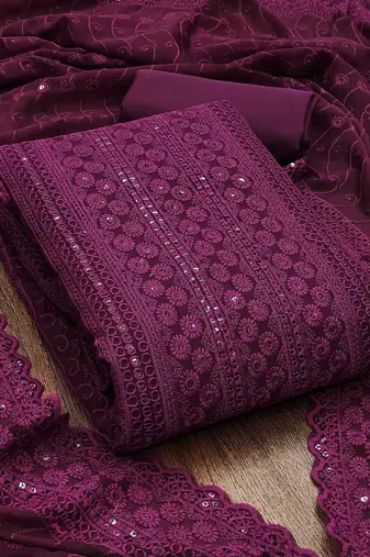 embroidered sequinned unstitched dress material