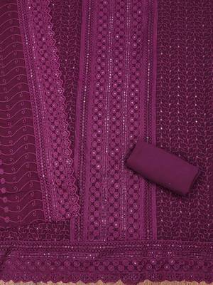 embroidered sequinned unstitched dress material 3