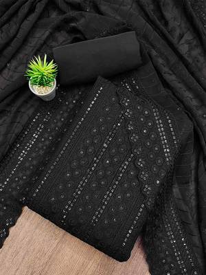 sequin embroidered unstitched dress material 2