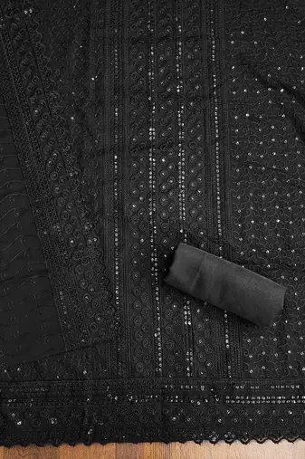 sequin embroidered unstitched dress material