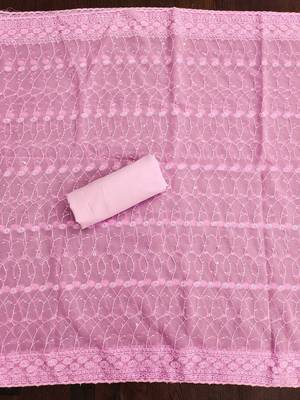 pink embroidered unstitched dress material 4
