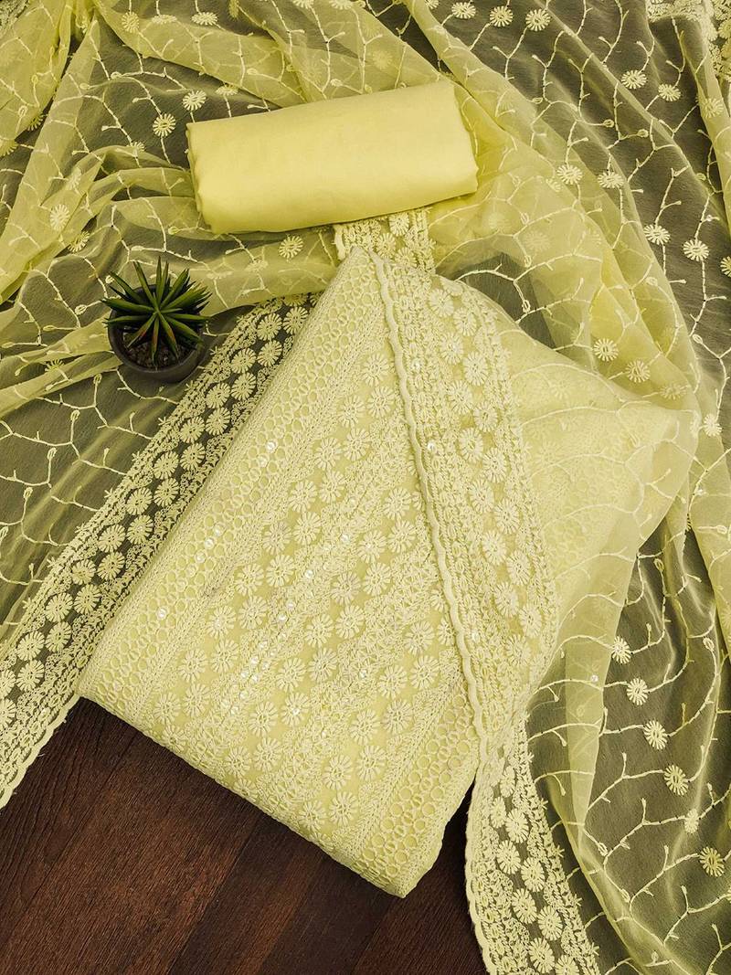 embroidered unstitched dress material