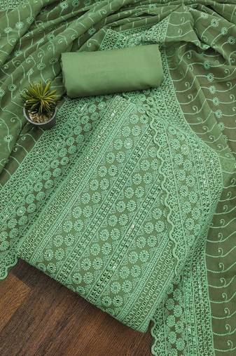 embroidered sequinned unstitched dress material