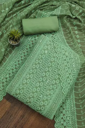 embroidered sequinned unstitched dress material