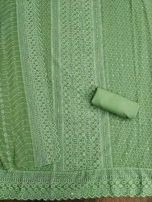 embroidered sequinned unstitched dress material 3