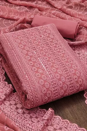 sequin embroidered unstitched dress material