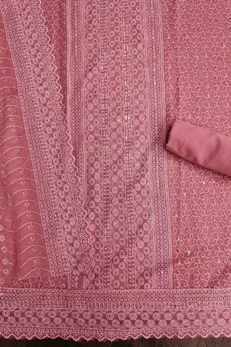 sequin embroidered unstitched dress material
