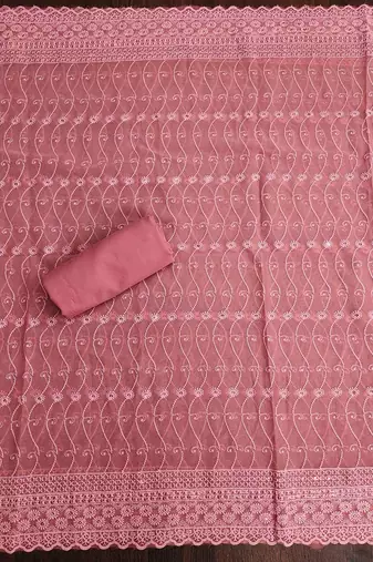sequin embroidered unstitched dress material
