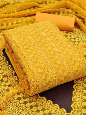 sequin embroidered unstitched dress material 1