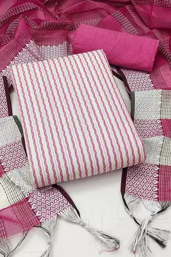 woven design striped unstitched dress material