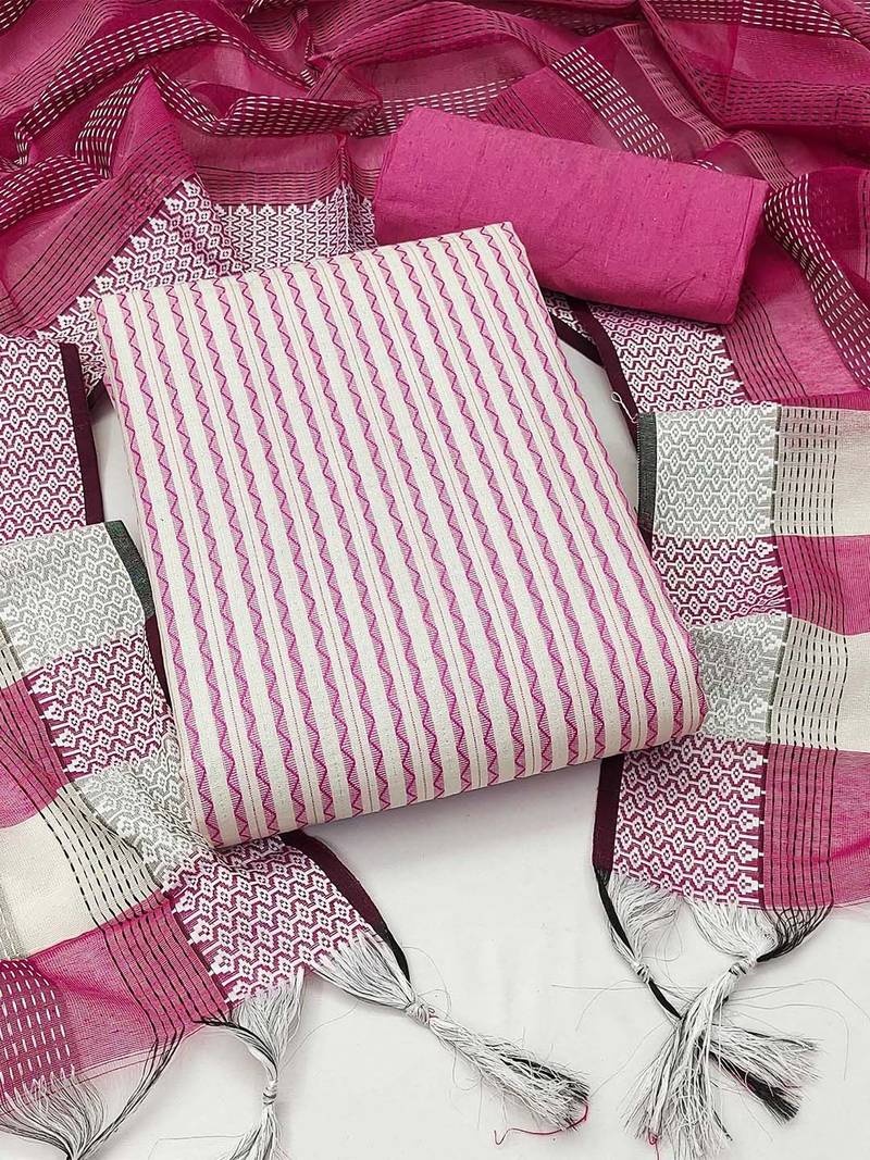 woven design striped unstitched dress material
