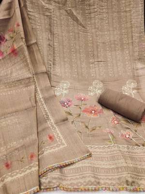 cotton blend grey embroidered dress material 4