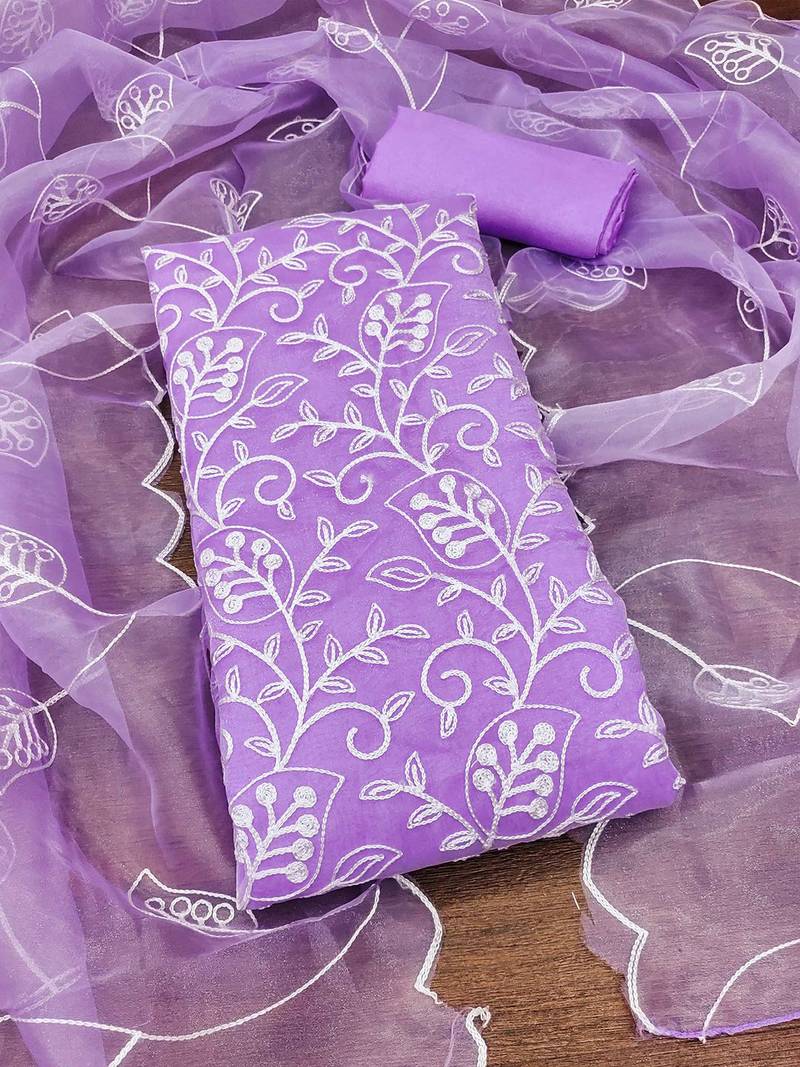 embroidered organza unstitched dress material