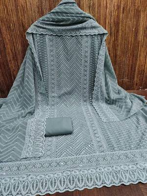 ethnic motifs embroidered sequinned unstitched dress material 1