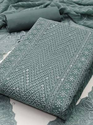 ethnic motifs embroidered sequinned unstitched dress material 3