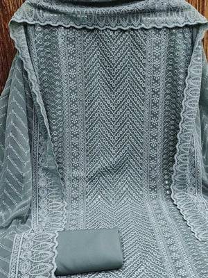 ethnic motifs embroidered sequinned unstitched dress material 4