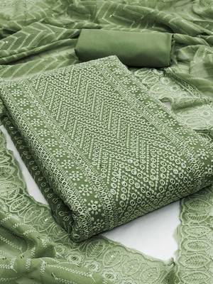 floral embroidered unstitched dress material 2