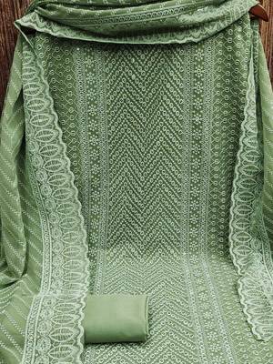 floral embroidered unstitched dress material 4
