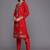 red & gold-toned embroidered unstitched dress material