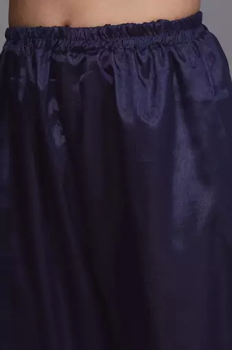 navy blue & gold-toned embroidered unstitched dress material