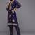 navy blue & gold-toned embroidered unstitched dress material