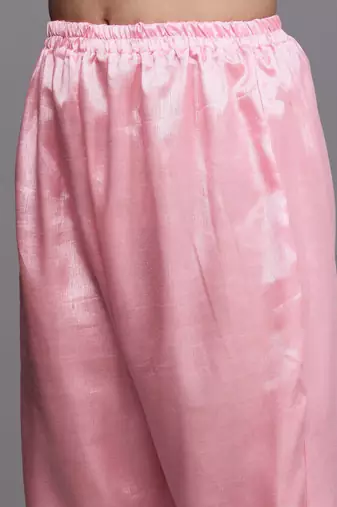 pink & red embroidered unstitched dress material