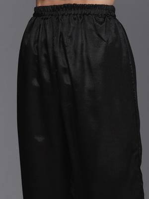 black & red embroidered unstitched dress material 3