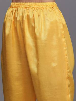 yellow & red embroidered unstitched dress material 3