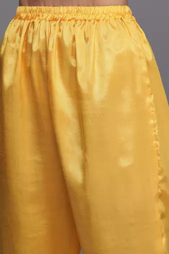 yellow & red embroidered unstitched dress material