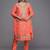 peach-coloured & gold-toned embroidered unstitched dress material